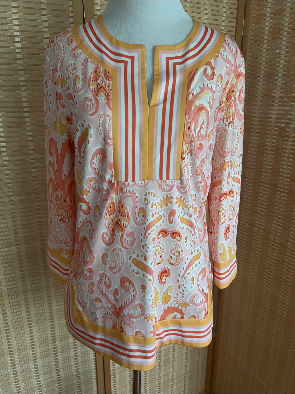 Jean Pierre Pink, Orange & Yellow Paisley Top